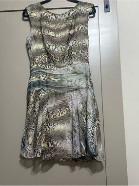 Luxology Animal Print Mini Dress in Brown and Cream